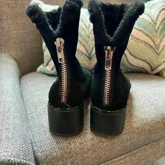 STEVEN Black Leather and Fur Booties size 7 - Picture 3 of 10